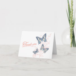 Drei Schmetterlinge zeichnend Hochzeitskorallen Dankeskarte