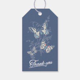 Drei Schmetterlinge zeichnete blau Dankeschön Tag Geschenkanhänger