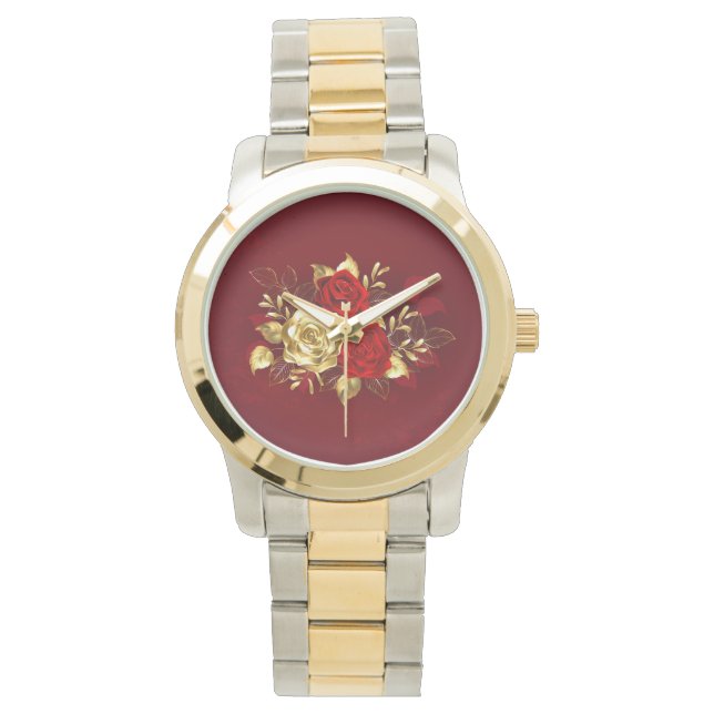 Drei Schmuckstücke Rose Armbanduhr (Vorderseite)