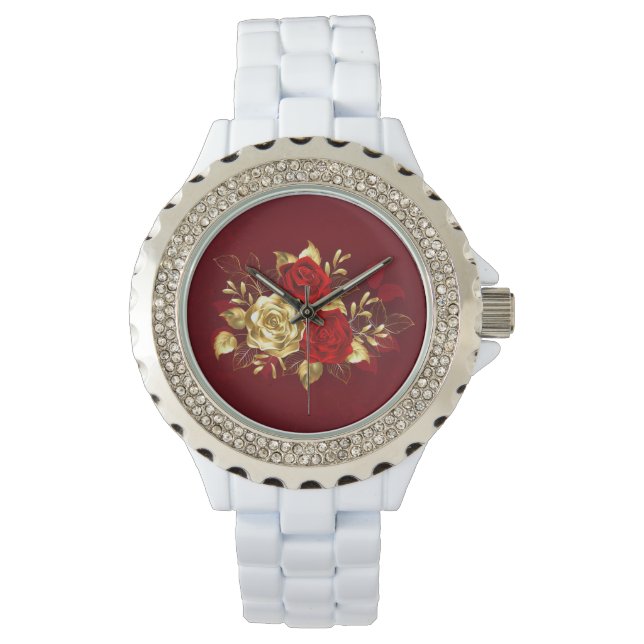 Drei Schmuckstücke Rose Armbanduhr (Vorderseite)