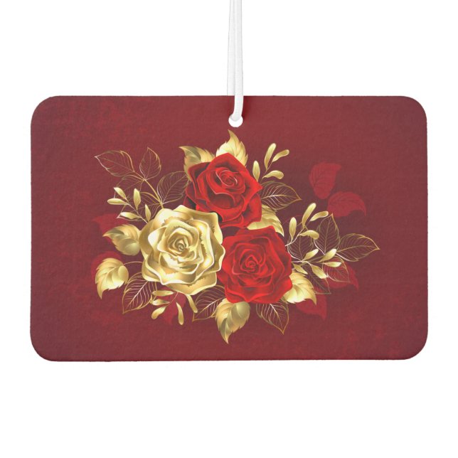 Drei Schmuckstücke Rose Autolufterfrischer (Vorderseite)