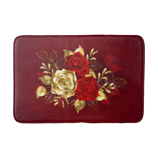 Drei Schmuckstücke Rose Badematte (Vorderseite)