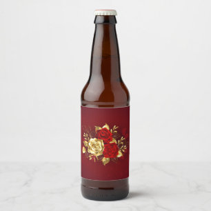 Drei Schmuckstücke Rose Bierflaschenetikett