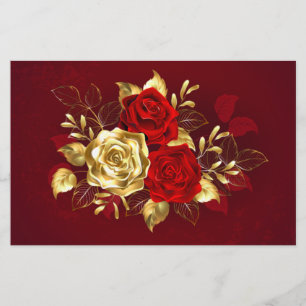 Drei Schmuckstücke Rose Briefpapier