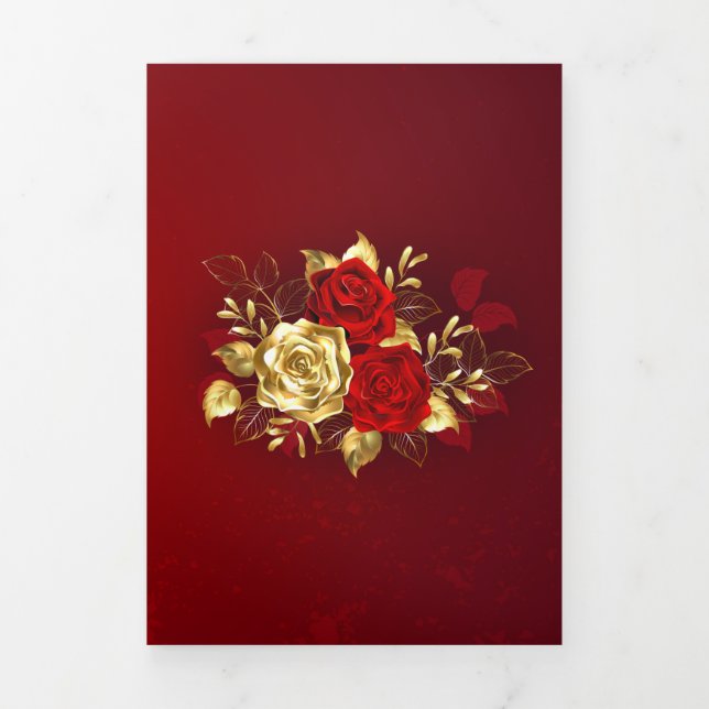 Drei Schmuckstücke Rose Dreifach Gefaltete Karte (Cover)