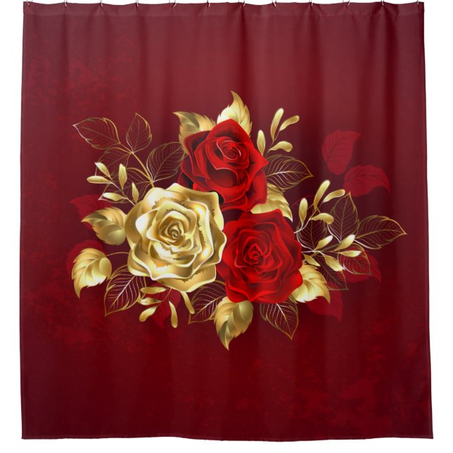Drei Schmuckstücke Rose Duschvorhang (Vorderseite)