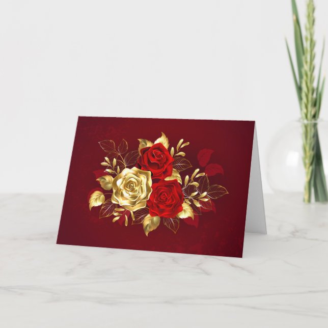 Drei Schmuckstücke Rose Einladung (Vorderseite)