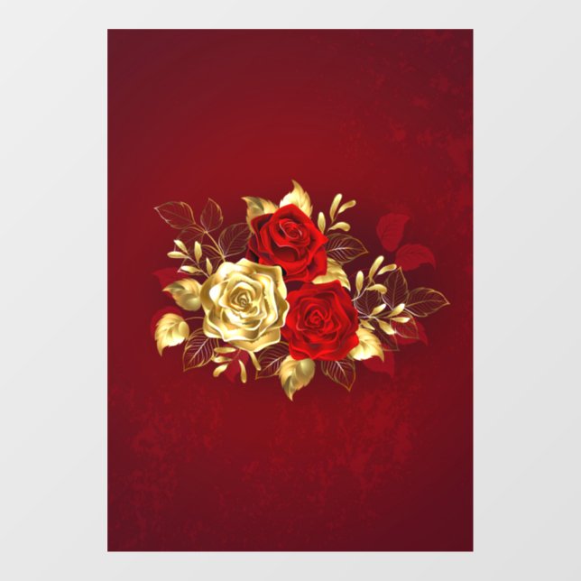 Drei Schmuckstücke Rose Fensteraufkleber (Blatt)