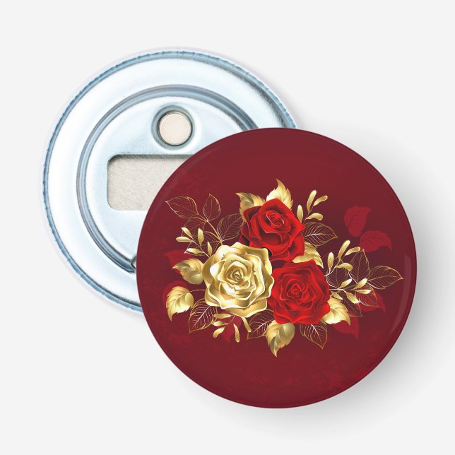 Drei Schmuckstücke Rose Flaschenöffner (Vorderseite)