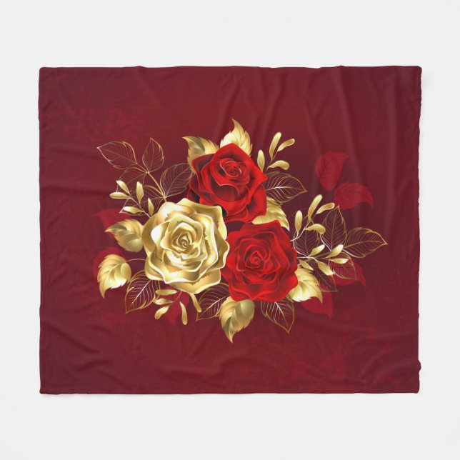 Drei Schmuckstücke Rose Fleecedecke (Vorderseite (Horizontal))