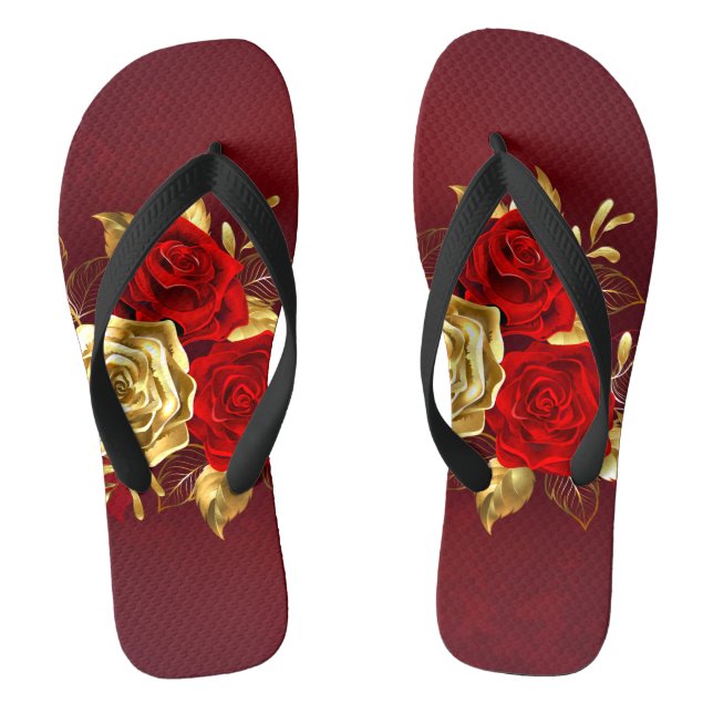 Drei Schmuckstücke Rose Flip Flops (Fußbett)