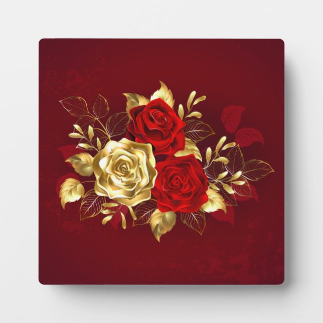Drei Schmuckstücke Rose Fotoplatte (Vorderseite)