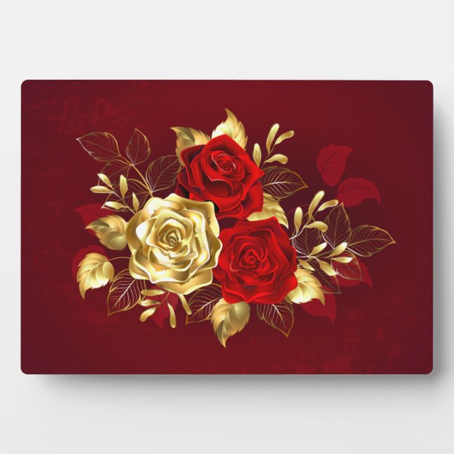 Drei Schmuckstücke Rose Fotoplatte (Vorderseite)