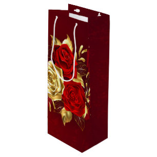 Drei Schmuckstücke Rose Geschenktüte Für Weinflaschen