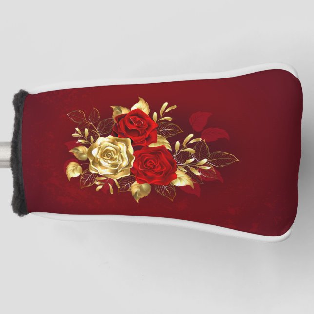 Drei Schmuckstücke Rose Golf Headcover (Vorderseite)