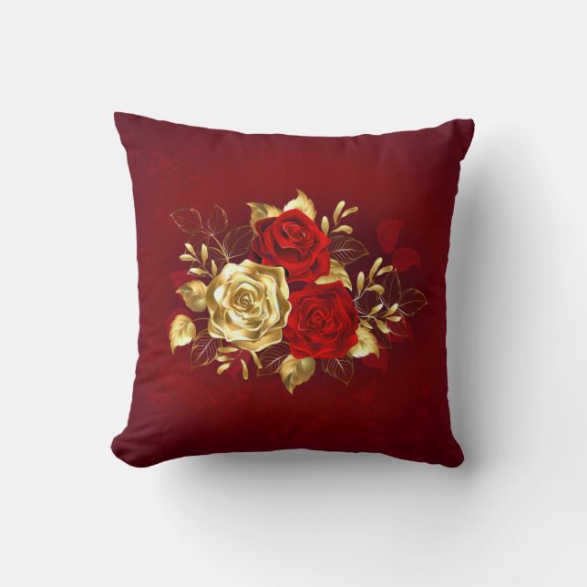 Drei Schmuckstücke Rose Kissen (Vorderseite)