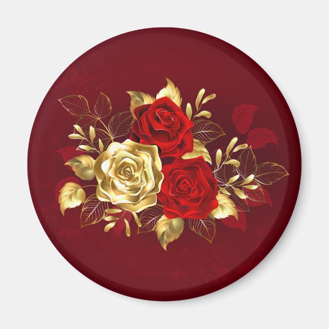 Drei Schmuckstücke Rose Magnet (Vorne)