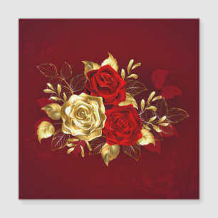 Drei Schmuckstücke Rose Magnetkarte