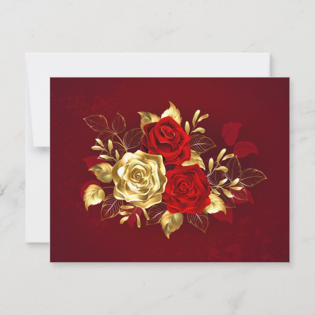 Drei Schmuckstücke Rose Mitteilungskarte (Vorderseite)