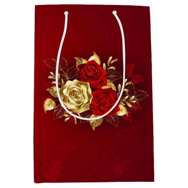 Drei Schmuckstücke Rose Mittlere Geschenktüte (Vorderseite)