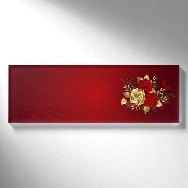 Drei Schmuckstücke Rose Namenschild (Vorderseite)