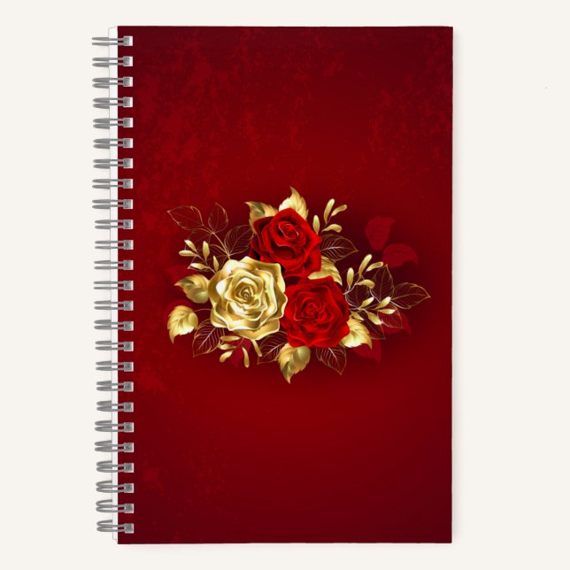 Drei Schmuckstücke Rose Notizbuch (Vorderseite)