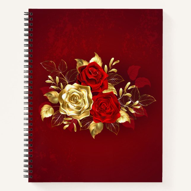 Drei Schmuckstücke Rose Notizbuch (Vorderseite)