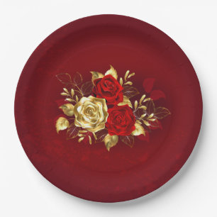 Drei Schmuckstücke Rose Pappteller