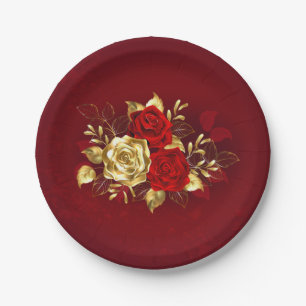 Drei Schmuckstücke Rose Pappteller