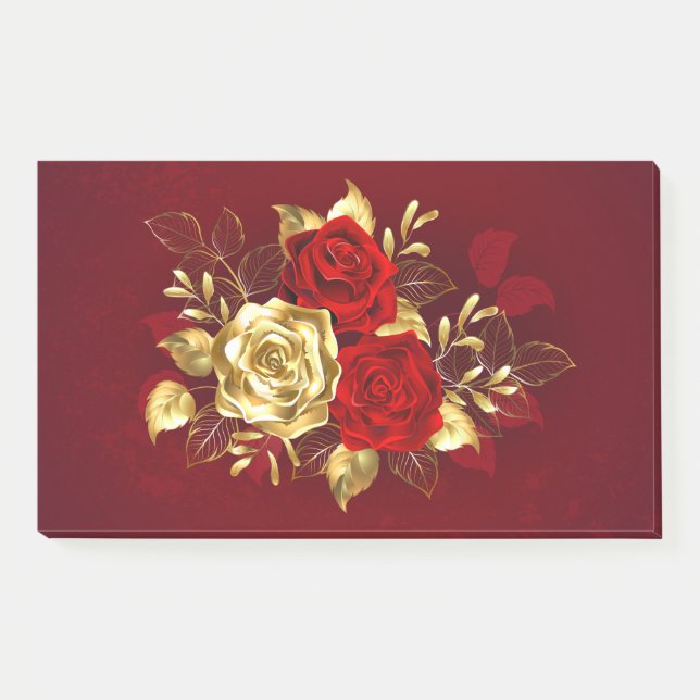 Drei Schmuckstücke Rose Post-it Klebezettel (Vorderseite)