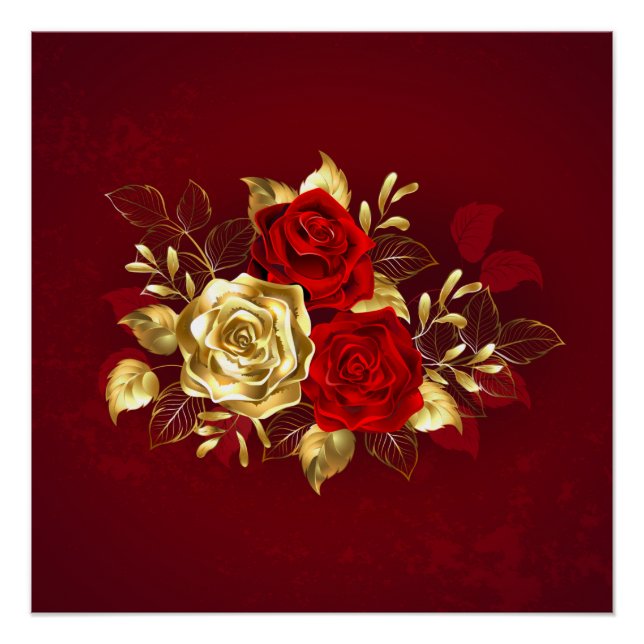 Drei Schmuckstücke Rose Poster (Vorderseite)