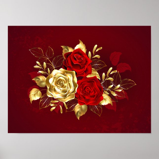 Drei Schmuckstücke Rose Poster (Vorne)