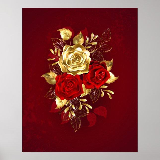 Drei Schmuckstücke Rose Poster (Vorne)