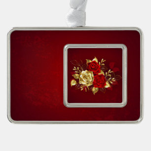 Drei Schmuckstücke Rose Rahmen-Ornament Silber