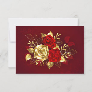 Drei Schmuckstücke Rose RSVP Karte