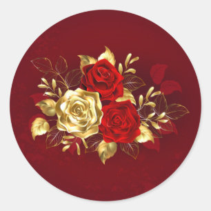 Drei Schmuckstücke Rose Runder Aufkleber