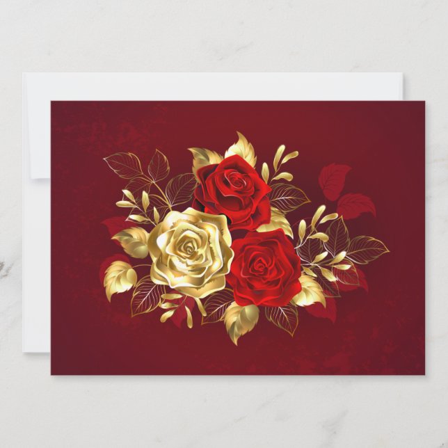 Drei Schmuckstücke Rose Save The Date (Vorderseite)