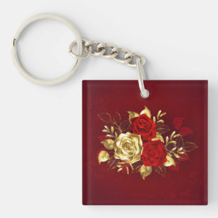 Drei Schmuckstücke Rose Schlüsselanhänger