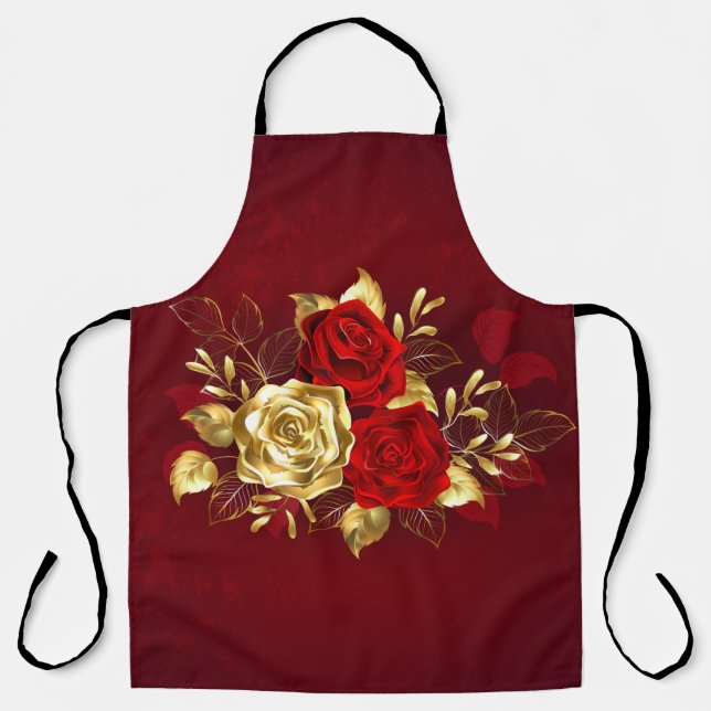 Drei Schmuckstücke Rose Schürze (Vorderseite)