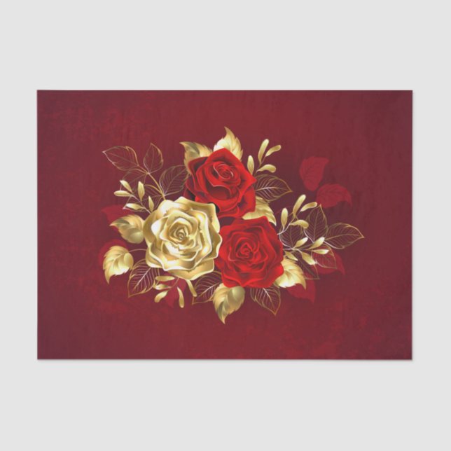 Drei Schmuckstücke Rose Seidenpapier (Vorderseite)