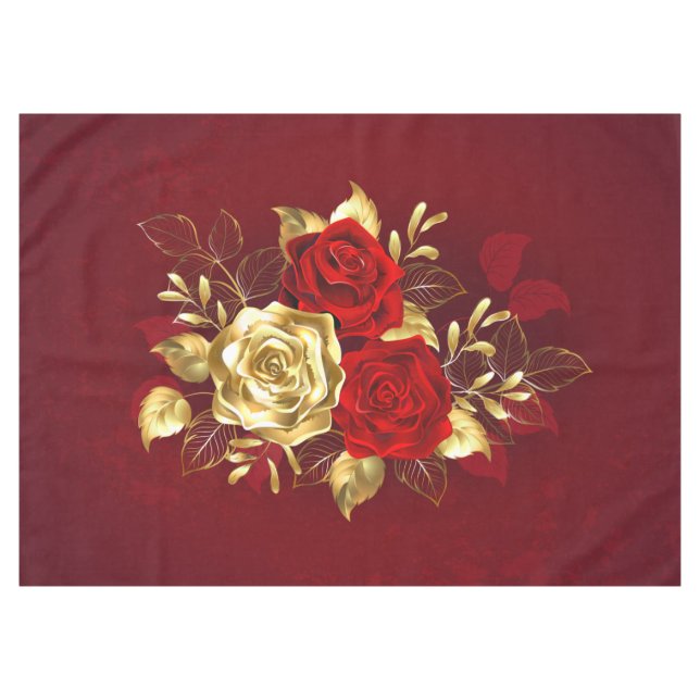 Drei Schmuckstücke Rose Tischdecke (Vorderseite (Horizontal))