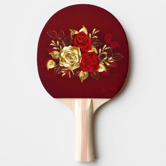 Drei Schmuckstücke Rose Tischtennis Schläger (Vorderseite)