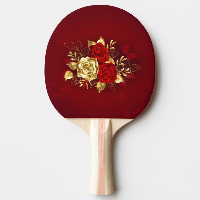 Drei Schmuckstücke Rose Tischtennis Schläger (Vorderseite)