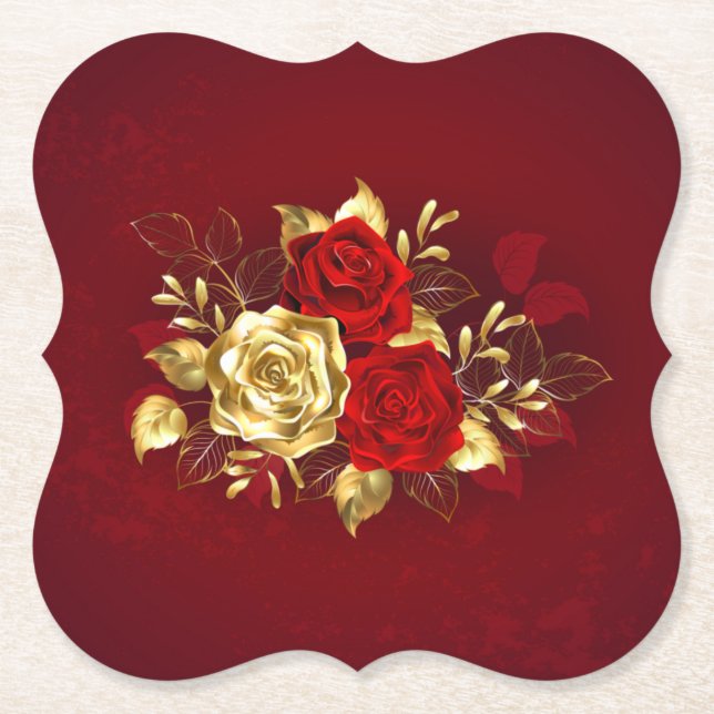 Drei Schmuckstücke Rose Untersetzer (Vorderseite)