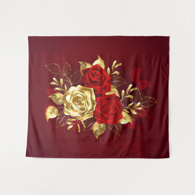 Drei Schmuckstücke Rose Wandteppich (Vorderseite (Horizontal))