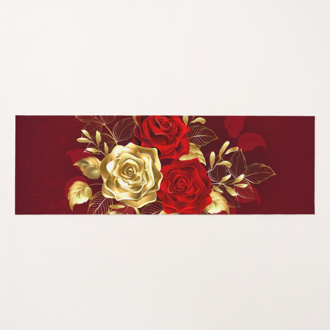 Drei Schmuckstücke Rose Yogamatte (Vorderseite (Horizontal))
