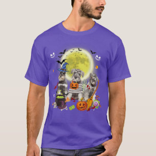 Drei Schnauzer Hunde Hexe Beängstigendes Mummy Hal T-Shirt