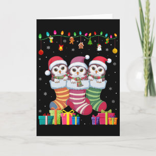 Drei Schneeeulen in Socken Lustige Jungen Mädchen  Karte