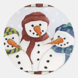 Drei Schneemann-Aufkleber Runder Aufkleber