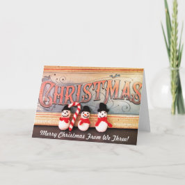Drei Schneemänner mit Cane Weihnachtskarte Feiertagskarte